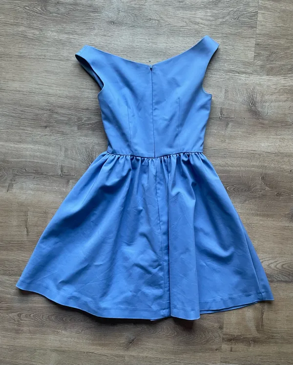 French Connection Fit & Flare Dress Blue Sleeveless Cotton Blend Size 0 - Image 7