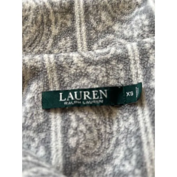 Lauren Ralph Lauren Paisley Pajama Top Long Sleeve Size XS Gray - Image 2