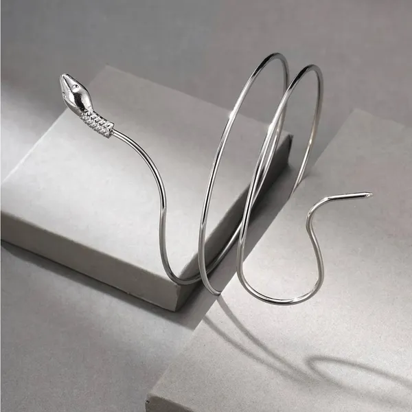 Chic Vintage Inspired Simple Snake-Shaped Silver‎ Plated Zinc Alloy Armband - Image 2