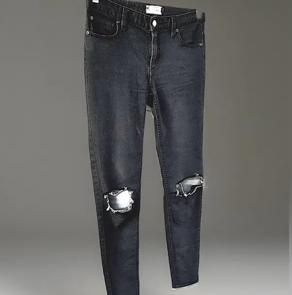 Free People High Rise Busted Skinny Stretch Carbon Jeans, 27 inseam/32 waist - Image 4