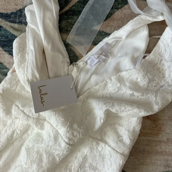 LULU’S Eternally Yours White Lace Tie-Strap Mermaid Maxi Dress - Image 7
