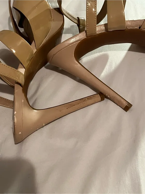 Gianni Bini Nude Patent Platform Strappy Heels - Image 4