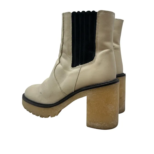 Free People James Chelsea Boots Ankle Leather Bone Cream White Size‎ 39 US 8.5 - Image 12