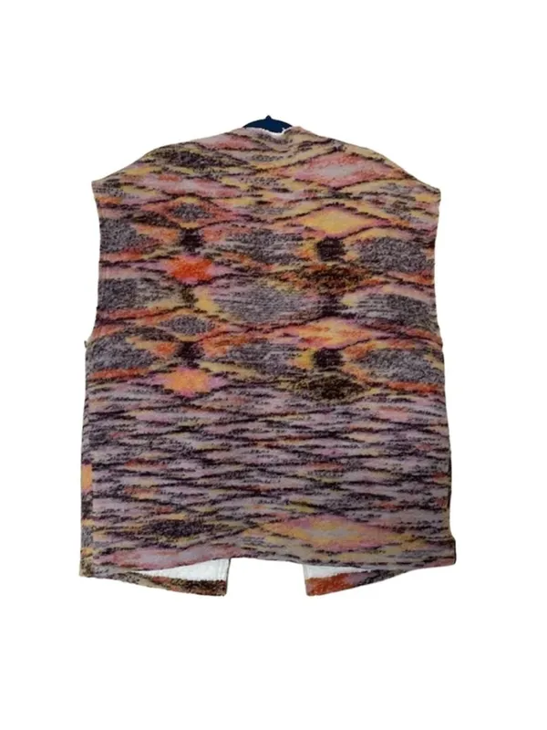 Free PEOPLE Layer Up Vest Wool and Sherpa Aztec print Reversible XS oversized - Image 5