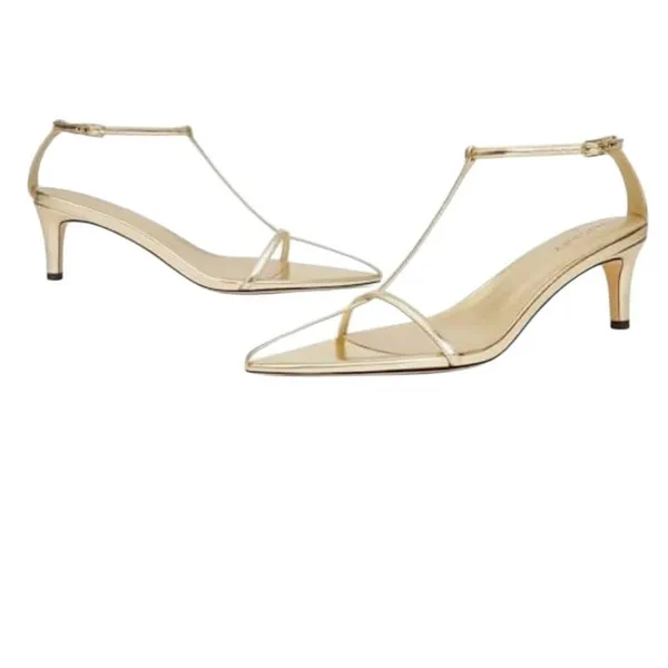 BRAND NEW ~ Metallic Gold Strappy Pointed Open Toe Heels Sandals ~ Size 8 ~ NWT - Image 2