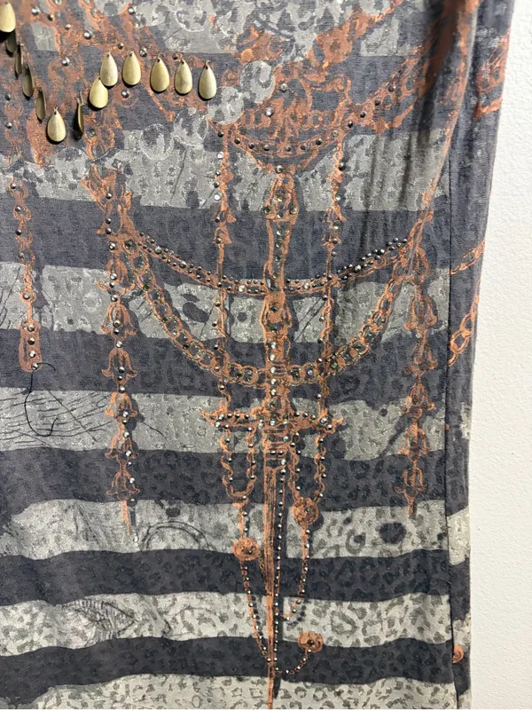 MM Unplugged by Miss Me T-Shirt rhinestones striped - Image 3