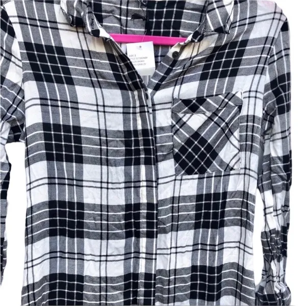 NEW Sam Edelman Plaid Gingham Dress Long Sleeve‎ Black White Collar Size 2 - Image 4