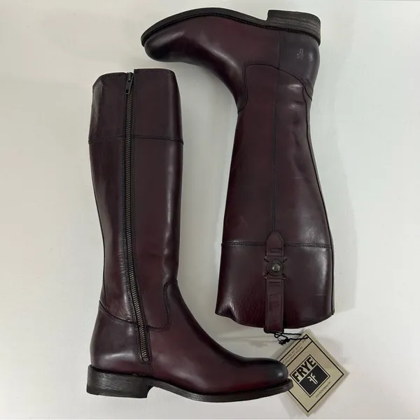 Frye Jayden Button Tall Leather Riding Boots in Bordeaux New in Box Size 8M - Image 8
