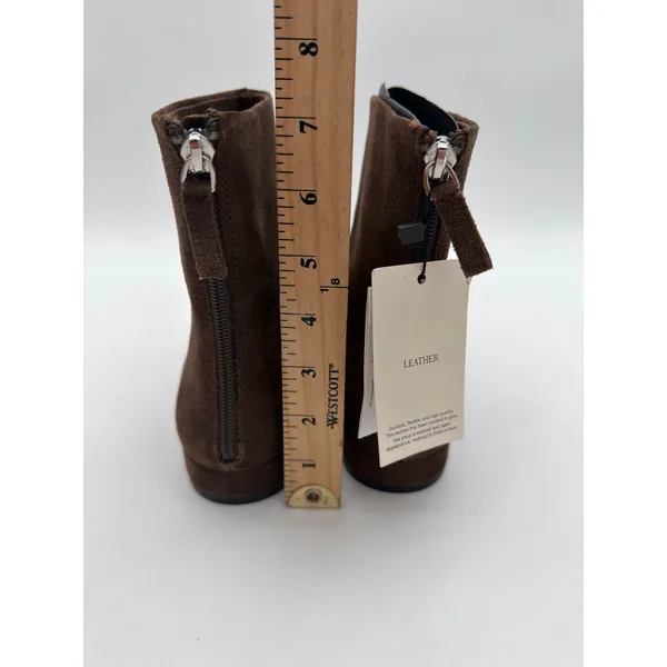 Mango Chocolate Brown Supple Bovine Suede Leather Round Toe Ankle Boots 8.5 - Image 5