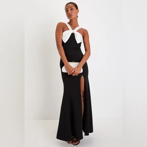 NEW Lulus Luxurious Outlook Black and White Bow Mermaid Maxi Dress - Image 6