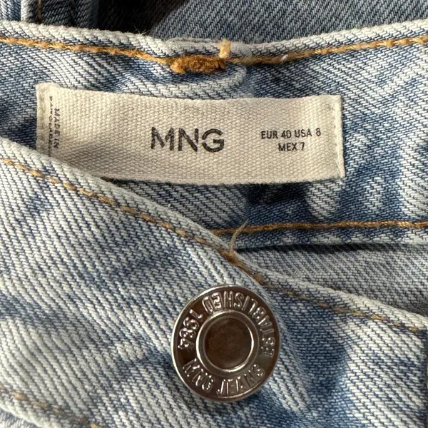 MNG SZ 8 Jeans Shorts High-Rise Zip-Fly Light Wash 5-Pocket Design Blue - Image 7