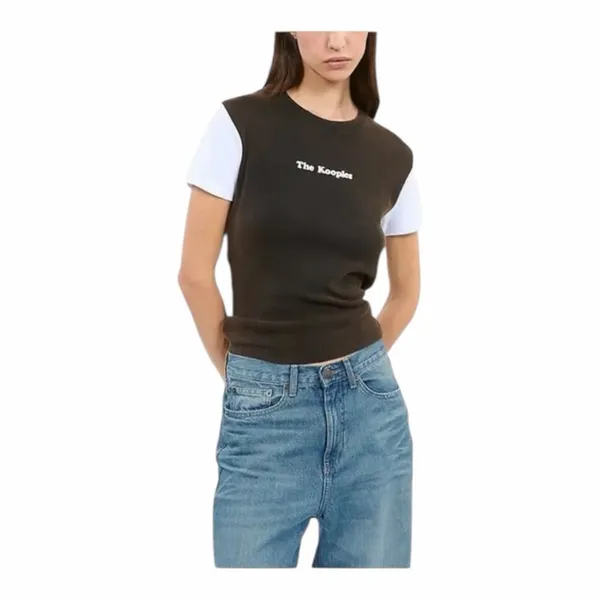 The Kooples Brown White Logo Ringer T-Shirt Women’s Size 1 NWT Retro Inspired - Image 13