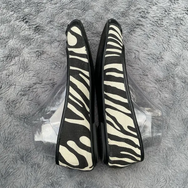 Zebra Ballet Flats Lauren Ralph Lauren Abigail II Black White Buckle Size 8B - Image 8
