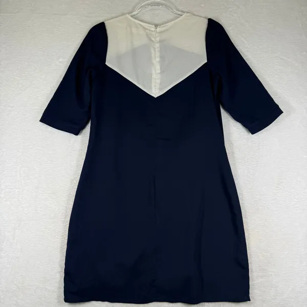 Sugarhill Boutique Navy Blue White Colorblock Shift Dress US 2 UK 8 Mod Retro - Image 9