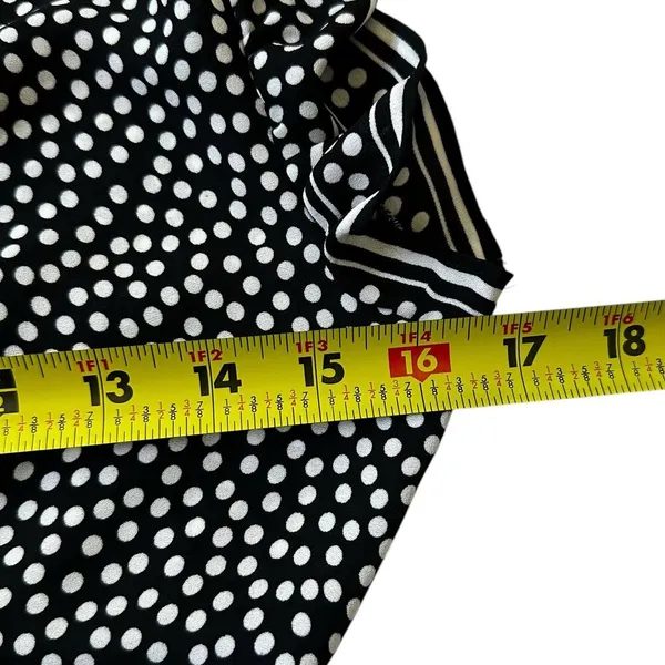 Max Studio Black Polka Dots Collared Blouson Midi Dress Women Size XS | 28-1 - Image 6