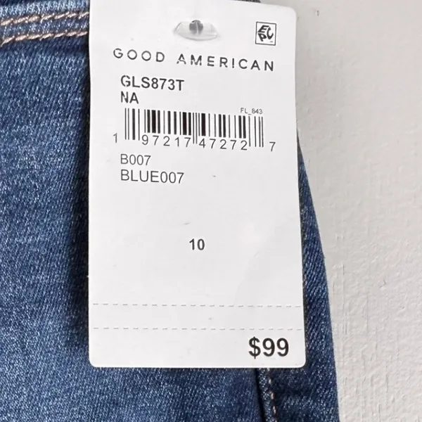 Good American Good Legs Straight Mid Rise Blue Stretch Jeans GLS873T Size 10 NWT - Image 5