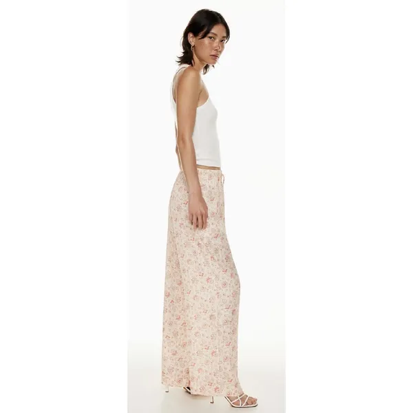 Aritzia Wilfred Toccata Satin Pant Floral Size‎ Medium Drawstring Pull On - Image 3