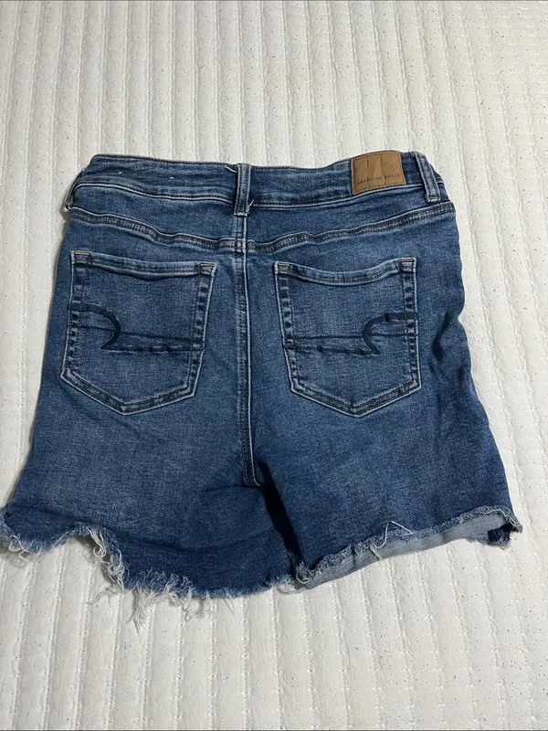 American Eagle Outfitters Medium Blue Distressed Denim Shorts - Image 4