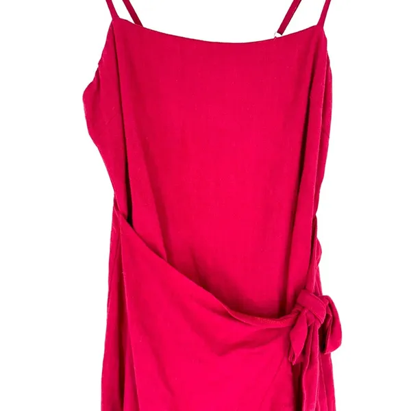 Polly Strappy Linen Wrap Mini‎ Sundress Red Size US 6 - Image 2
