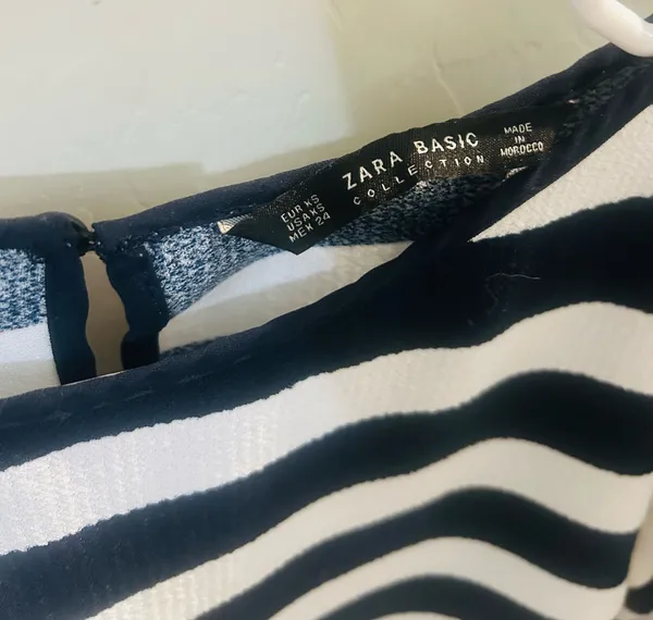 Zara Navy and White Striped Blouse - Image 3