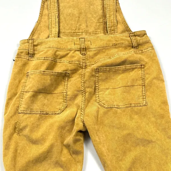 Free People Corduroy Overalls‎ Womens 29 Straight Leg Distressed Mustard Yellow - Image 10