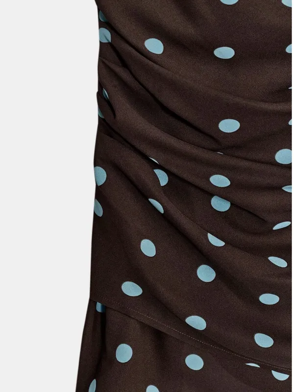 Zara Brown Mini Dress with Blue Polka Dots - Image 8