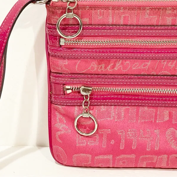 Coach Pink Poppy Story Multi Zipper Crossbody‎ Bag - Image 2
