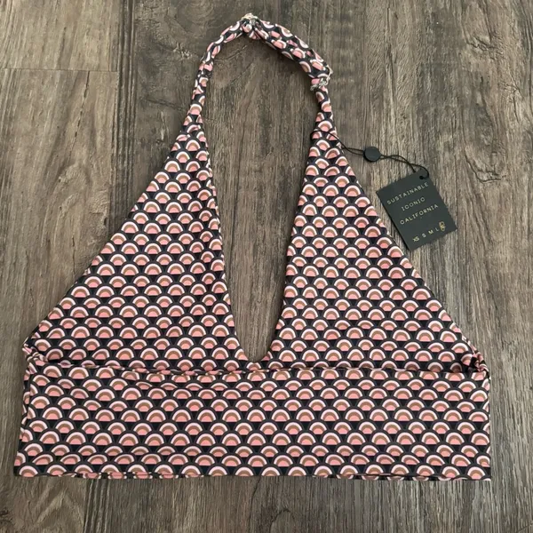 NEW Skatie Lacey Halter Bikini Top in Waikiki Print XL - Image 5