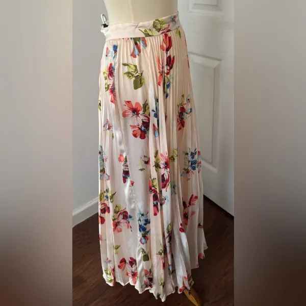Jill Jill Stuart Floral-Print Pleated Maxi Skirt A Line Boho Cottagecore NWT 14 - Image 3