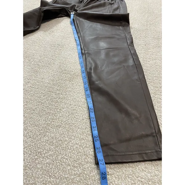 Anthropologie Ankle Pants Brown Faux Leather Drawstring Pockets Women's XS - Image 12