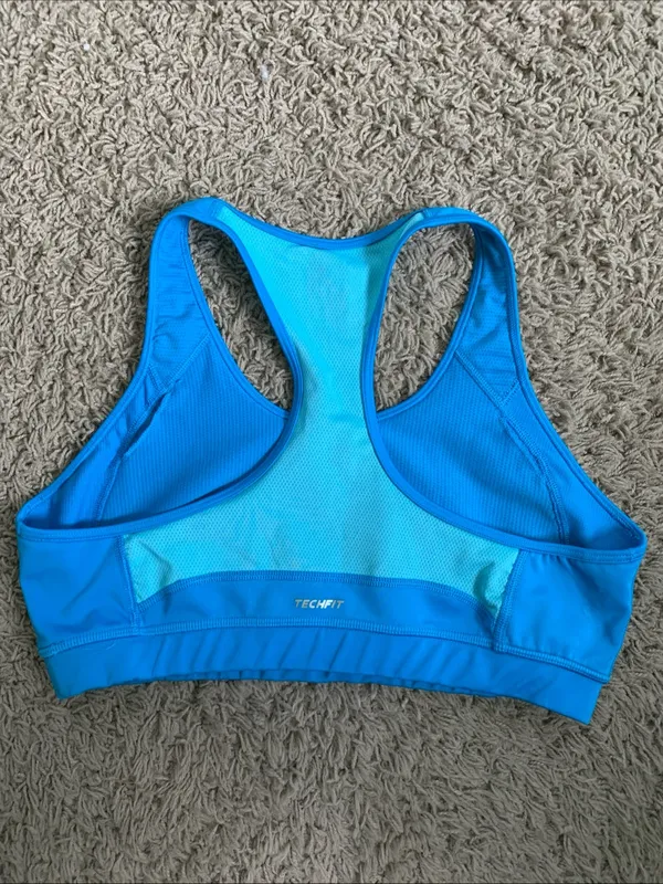 Adidas Climacool Techfit blue wireless pullover Racerback sports bra - Image 3