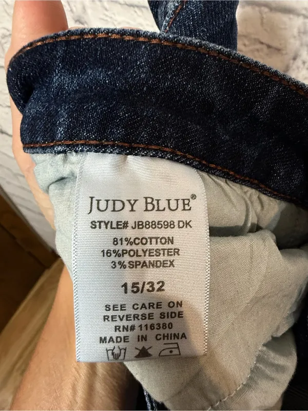 Judy Blue Dark Indigo Button Fly Straight Fit Jeans, 15/32 - Image 7