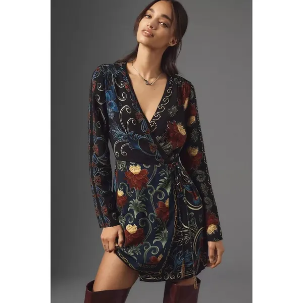 NWOT Farm Rio x Anthropologie Mixed Arabesque Scarves Wrap Mini Dress Size M - Image 2