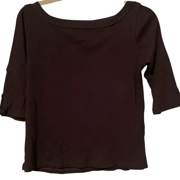 DAYDREAMER Brown 3/4 Sleeve Ribbed Top, P2P 19 - 21” New without Tag - Image 4