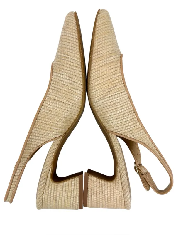 NYDJ Faelynn Slingback‎ Heels Raffia Woven Square Toe Size 9 - Image 6