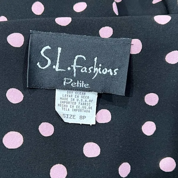 NEW Vintage S.L. Fashions Polka Dot Ruffle Dress Women’s 8 Petite - Image 2