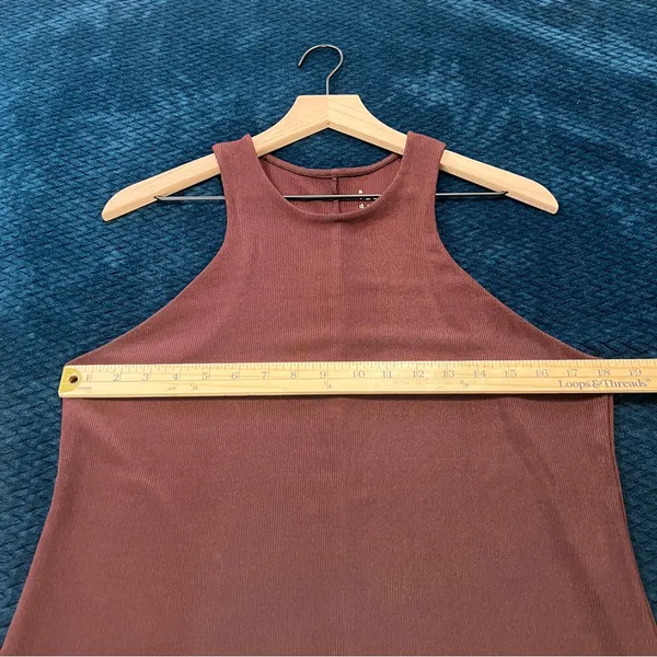A New Day Stretch‎ Ribbed Jersey Knit Sleeveless Brown Burgundy Tank Top Size L - Image 9
