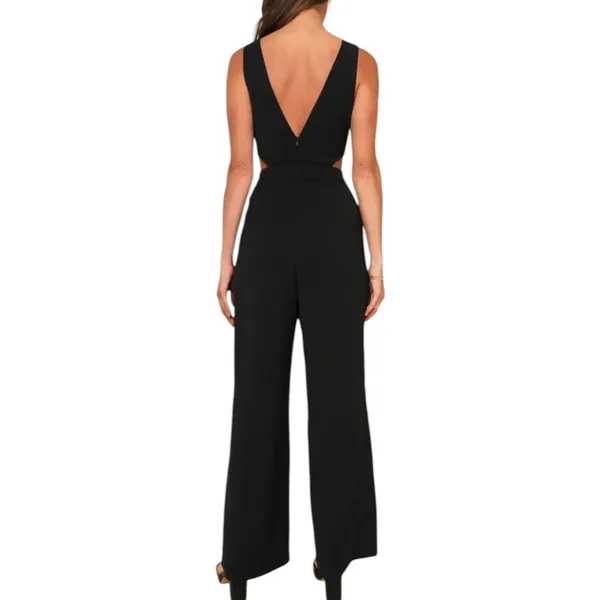 NWT Lulus Moments to Remember Black Sleeveless Wide-Leg Cutout Jumpsuit Size XL - Image 3