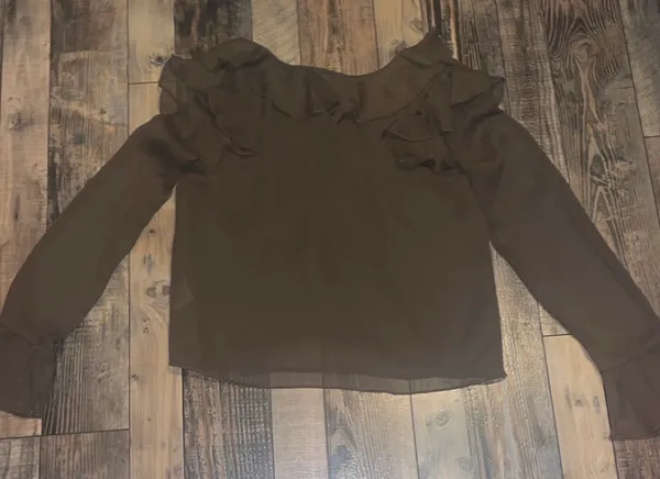 American Eagle Ruffle V-Neck Long Sleeve Top - Image 3