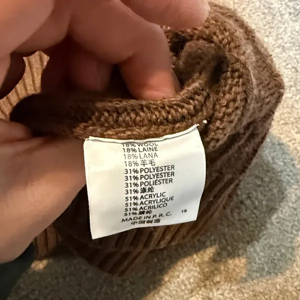 Brandy Melville Brown Wool Blend V Neck Cable Knit Vest - Image 3