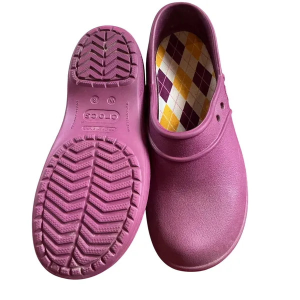Crocs Alice Work Clogs Womens 8 Purple Burgundy Mules Slip Resistant Shoes - Image 5