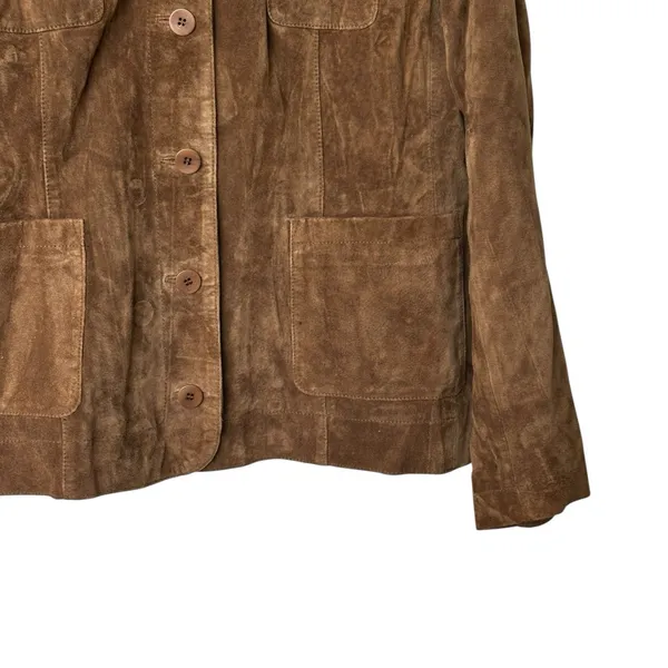 VTG Anne Klein Y2K XL Suede Leather Button Up Jacket chocolate Brown - Image 9