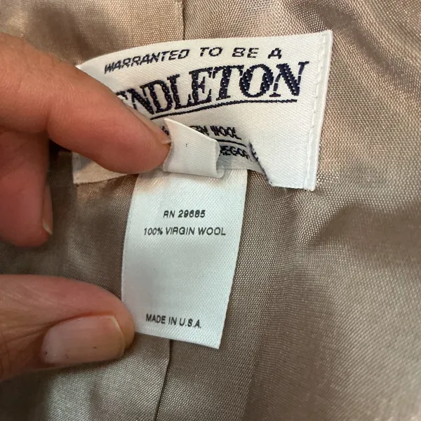 Pendleton Cityscape Wool Blazer Beige Tan Open Front Made in USA Size 14 NEW - Image 5