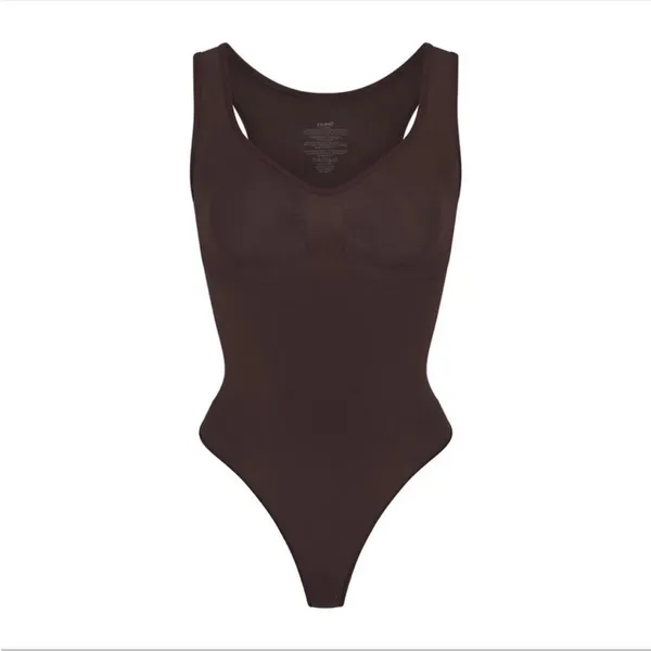 Skims Seamless Sculpt‎ Scoop Thong Bodysuit thick strap cocoa size S NWOB - Image 4