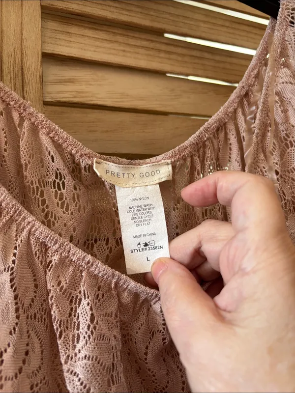 Pretty Good Dusty Pink Lace Peasant Blouse Large - Image 3
