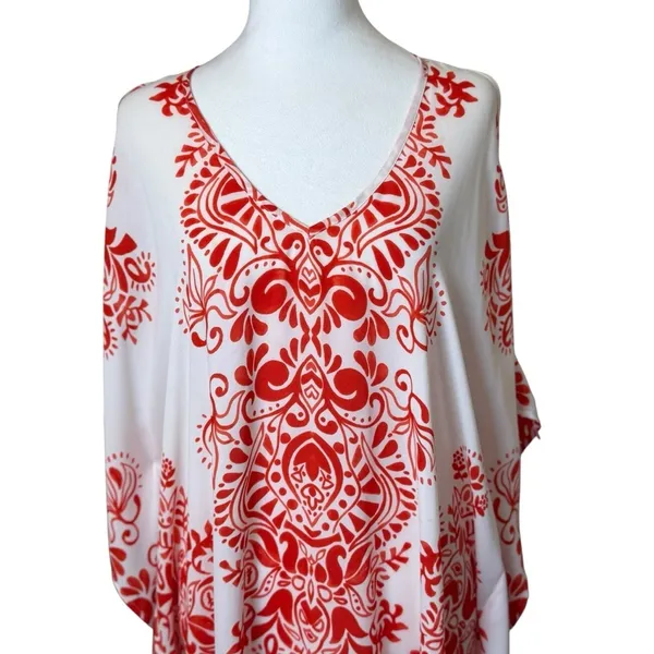 Show Me Your Mumu Peta Boo Tunic Top Dress‎ Red White Small Oversized Artsy Boho - Image 6