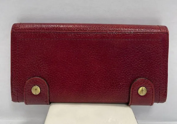 Burberry Bordeaux Leather Bifold Long Wallet w/ Nova Check Interior - Preowned - Image 2