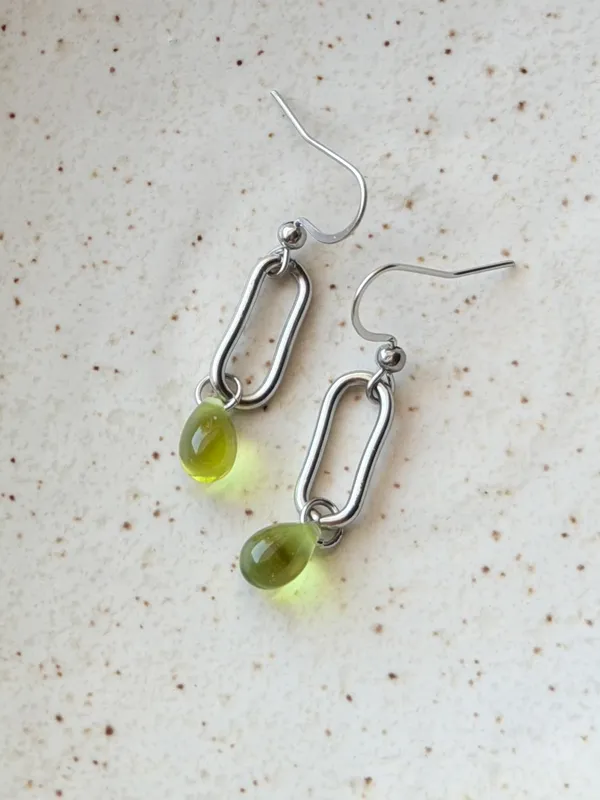 Handmade stainless steel chic fairy boho vintage style dangle earrings💚 - Image 5