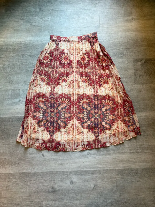 Akemi + Kin Anthropologie Laurel Canyon Pleated Midi Boho Skirt Size XS - Image 3