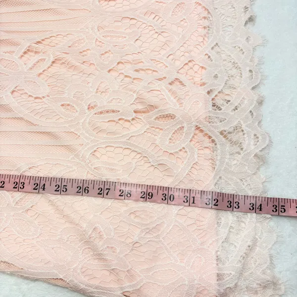 Boohoo Peach Lace Mini Dress Size‎ 10 V-Neck Sheer Sleeve Romantic - Image 13